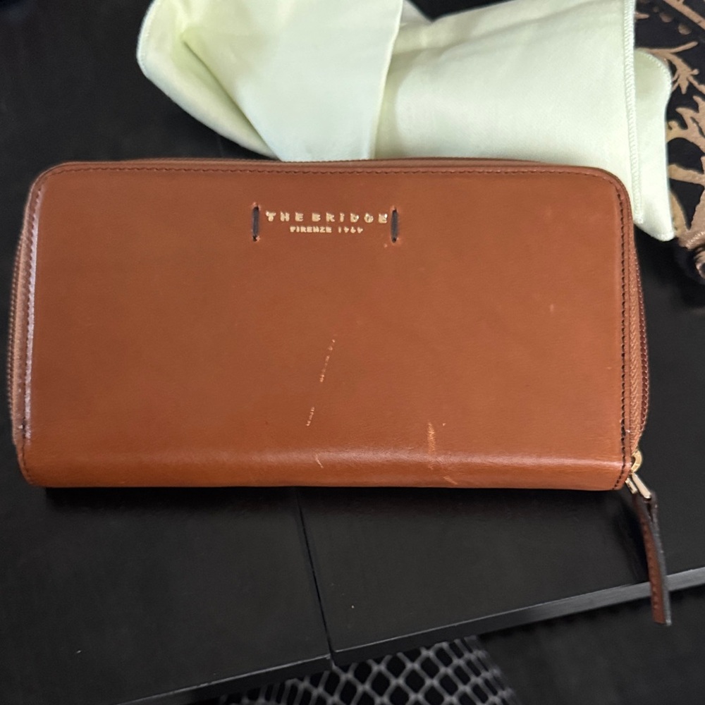 Tan Leather Zip Around Wallet - The Bridge